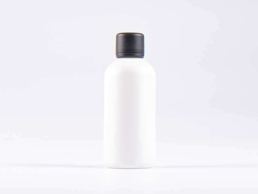 Weissglasflasche 100ml, mit Schraubverschluss & Giessring